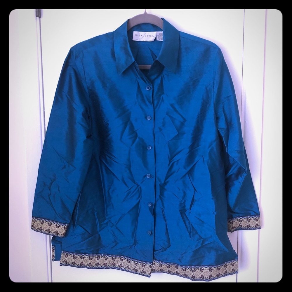 Silk Lore Button Down Shirt with Sleeveless Blouse